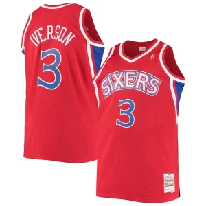 Allen Iverson Philadelphia 76ers 1996/97 Big & Tall Hardwood Classics Swingman Charming Jersey Red/Black/Royal/White
