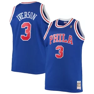 Allen Iverson Philadelphia 76ers 1996/97 Big & Tall Hardwood Classics Swingman Premium Jersey Royal/Black/Red/White