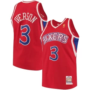 Allen Iverson Philadelphia 76ers 1996/97 Hardwood Classics Authentic Jersey Red/Black/White Magnifique