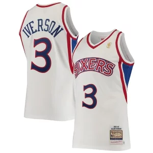 Allen Iverson Philadelphia 76ers 1996/97 Hardwood Classics Authentic Jersey White Exceptionnel