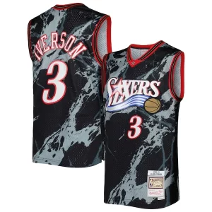 Allen Iverson Philadelphia 76ers 2000/01 Hardwood Classics Exquisite Marble Swingman Jersey Black
