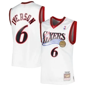 Allen Iverson Haut de gamme Philadelphia 76ers 2001/02 Hardwood Classics Swingman Jersey White/Red