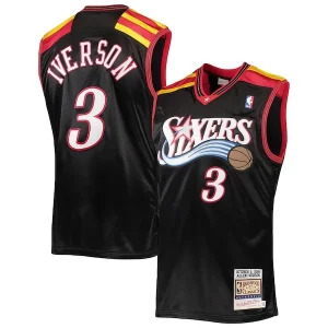 Allen Iverson Philadelphia 76ers 2006 Hardwood Bold Classics Authentic Jersey Black/Red/White