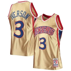 Allen Iverson Philadelphia 76ers 75th Anniversary 1996/97 Hardwood Magnifique Classics Swingman Jersey Gold