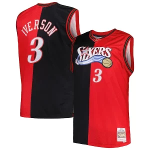 Allen Iverson Philadelphia 76ers Big & Tall Hardwood Classics Exquisite 2000/01 Split Swingman Jersey Black/Red