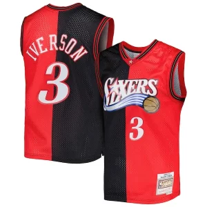 Allen Iverson Philadelphia 76ers Hardwood Classics 2000/01 Split Swingman Jersey Exquisite Black/Red