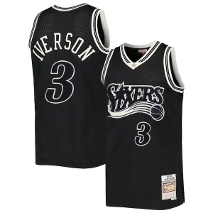 Allen Iverson Philadelphia 76ers Hardwood Classics Off Court Swingman Jersey Black Tendance