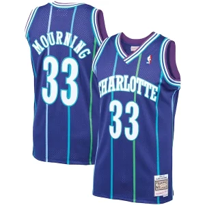 Alonzo Mourning Charlotte Vibrant Hornets 1994/95 Hardwood Classics Swingman Jersey Purple