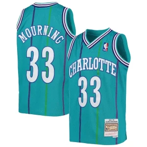 Alonzo Magnifique Mourning Charlotte Hornets Youth 1992/93 Hardwood Classics Swingman Jersey Teal
