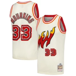 Alonzo Mourning Miami Heat Éclatant Chainstitch Swingman Jersey Cream