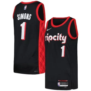 Anfernee Simons Portland Trail Blazers Nike Swingman Player Jersey City Edition Black/Red Captivant