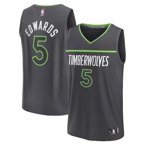 Anthony Edwards Minnesota Notable Timberwolves Youth Fast Break Replica Player Jersey Statement Edition Anthracite