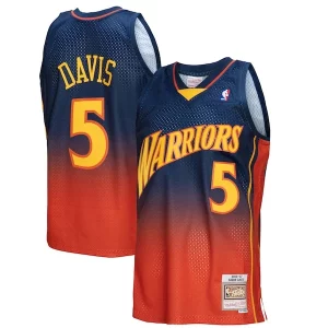 Baron Davis Golden State Warriors 2006/07 Hardwood Classics Fadeaway Swingman Player Jersey Navy/Orange Exceptionnel