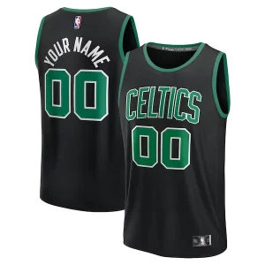 Boston Celtics Youth Custom Exceptionnel Fast Break Jersey Black Statement Edition/Kelly Green/White