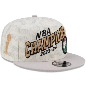 Boston Celtics New Era 2024 NBA Finals Champions Locker Room Premium 9FIFTY Snapback Hat Cream