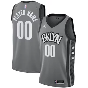 Brooklyn Nets Jordan Magnifique Brand Swingman Custom Jersey Statement Edition Gray