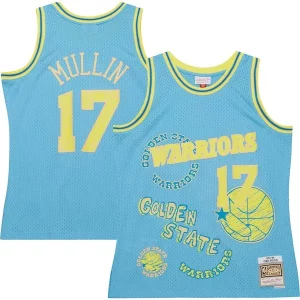 Chris Mullin Golden State Warriors 1993/94 Swingman Sidewalk Sketch Jersey Exquisite Light Blue