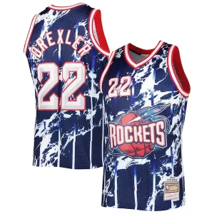 Clyde Drexler Houston Rockets 1996/97 Gracieux Hardwood Classics Marble Swingman Jersey Navy