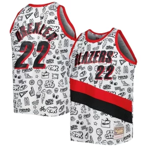 Clyde Drexler Portland Trail Blazers 1991/92 Hardwood Classics Doodle Bold Swingman Player Jersey White