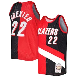 Clyde Drexler Portland Trail Blazers Hardwood Classics 1991/92 Split Swingman Jersey Captivant Red/Black