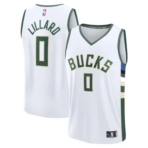 Damian Lillard Milwaukee Bucks Fast Break Notable Replica Player Jersey Association Edition White