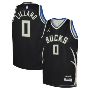 Damian Lillard Milwaukee Bucks Jordan Brand Youth Swingman Jersey Statement Edition Moderne Black