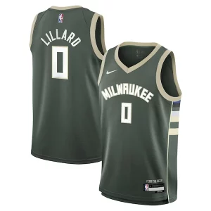 Damian Lillard Milwaukee Bucks Nike Tendance Youth Swingman Jersey Icon Edition Hunter Green