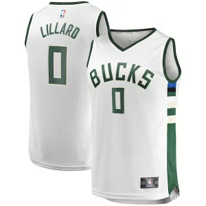 Damian Lillard Milwaukee Bucks Youth Personalisable Fast Break Player Jersey Association Edition White