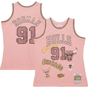 Dennis Rodman Chicago Charming Bulls 1997/98 Swingman Sidewalk Sketch Jersey Pink