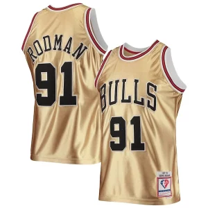 Dennis Rodman Chicago Bulls 75th Anniversary 1997/98 Hardwood Haut de gamme Classics Swingman Jersey Gold