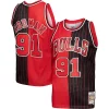 Dennis Rodman Chicago Prime Bulls Big & Tall Hardwood Classics 1995/96 Split Swingman Jersey Red/Black
