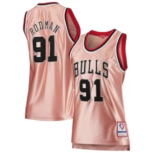 Dennis Rodman Chicago Bulls Women's 75th Anniversary Rose Gold Notable 1997 Swingman Jersey Pink