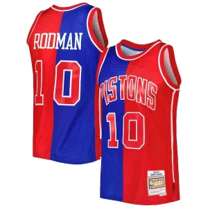 Dennis Rodman Detroit Pistons Hardwood Classics 1988/89 Split Swingman Jersey Blue/Red Gracieux