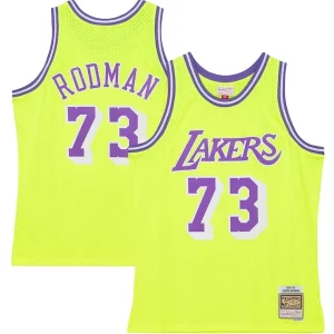 Dennis Rodman Los Angeles Lakers Hardwood Classics 1998/99 Tropical Swingman Jersey Neon Captivant Yellow
