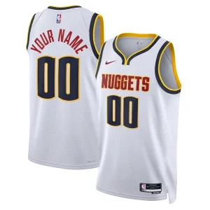 Denver Nuggets Nike Dashing Unisex Swingman Custom Jersey White Association Edition