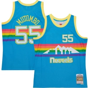 Dikembe Mutombo Denver Nuggets Gracieux Hardwood Classics 1991/92 Tropical Swingman Jersey Blue