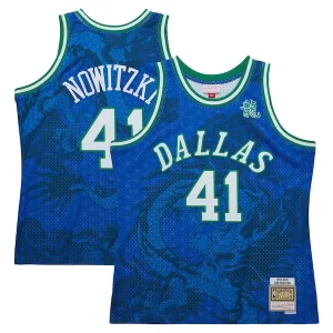 Dirk Nowitzki Dallas Mavericks 1998 2019 Incontournable Hardwood Classics Asian Heritage 6.0 Swingman Throwback Player Jersey Blue