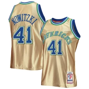 Dirk Nowitzki Dallas Mavericks Gracieux 75th Anniversary 1998/99 Hardwood Classics Swingman Jersey Gold