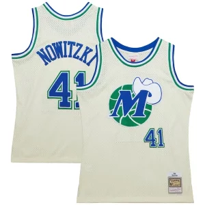Dirk Nowitzki Dallas Classique Mavericks Chainstitch Swingman Jersey Cream