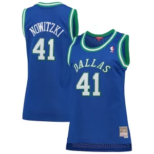 Dirk Nowitzki Dallas Mavericks Women's Stylish Hardwood Classics Swingman Jersey Blue