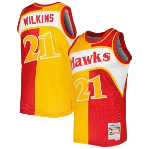 Dominique Wilkins Atlanta Hawks Hardwood Classics 1986/87 Commémoratif Split Swingman Jersey Yellow/Red