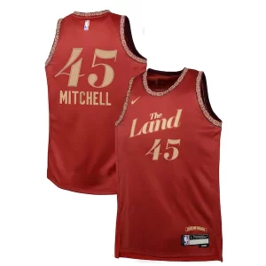 Donovan Mitchell Cleveland Cavaliers Nike Youth Swingman Replica Jersey City Edition Wine Refiné