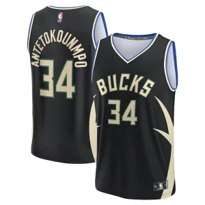 Giannis Antetokounmpo Milwaukee Bucks Fast Break Replica Éclatant Player Jersey Statement Edition Black