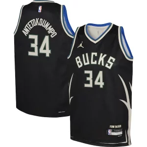 Giannis Exclusif Antetokounmpo Milwaukee Bucks Jordan Brand Youth Swingman Jersey Statement Edition Black