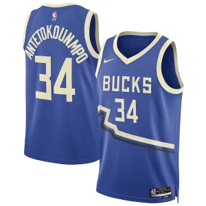 Giannis Antetokounmpo Milwaukee Bucks Nike Unisex 2024/25 Charming Swingman Player Jersey City Edition Royal