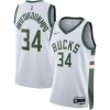 Giannis Antetokounmpo Milwaukee Bucks Nike Unisex Swingman Exclusif Jersey Association Edition White/Hunter Green