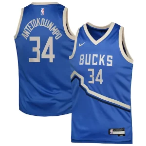 Giannis Antetokounmpo Milwaukee Bucks Nike Youth 2024/25 Swingman Player Tendance Jersey City Edition Royal