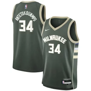 Giannis Antetokounmpo Milwaukee Bucks Nike Youth Swingman Jersey Icon Edition Hunter Green Personalisable