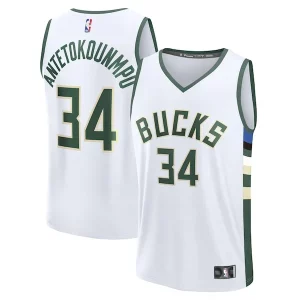 Giannis Antetokounmpo Prime Milwaukee Bucks Fast Break Replica Player Jersey Association Edition White