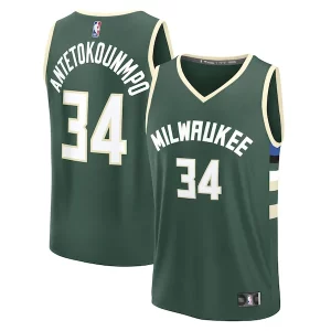 Giannis Antetokounmpo Milwaukee Bucks Fast Éclatant Break Replica Player Jersey Icon Edition Hunter Green